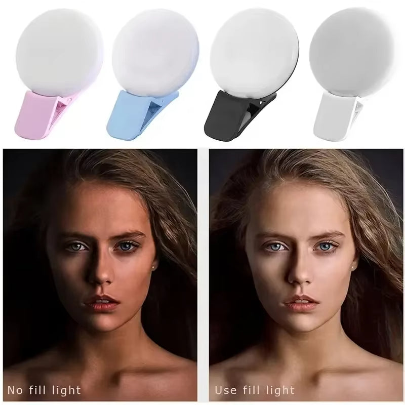 Clip-on selfie ring light, USB rechargeable, product photo 2