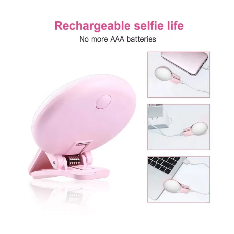 Clip-on selfie ring light, USB rechargeable, product photo 6