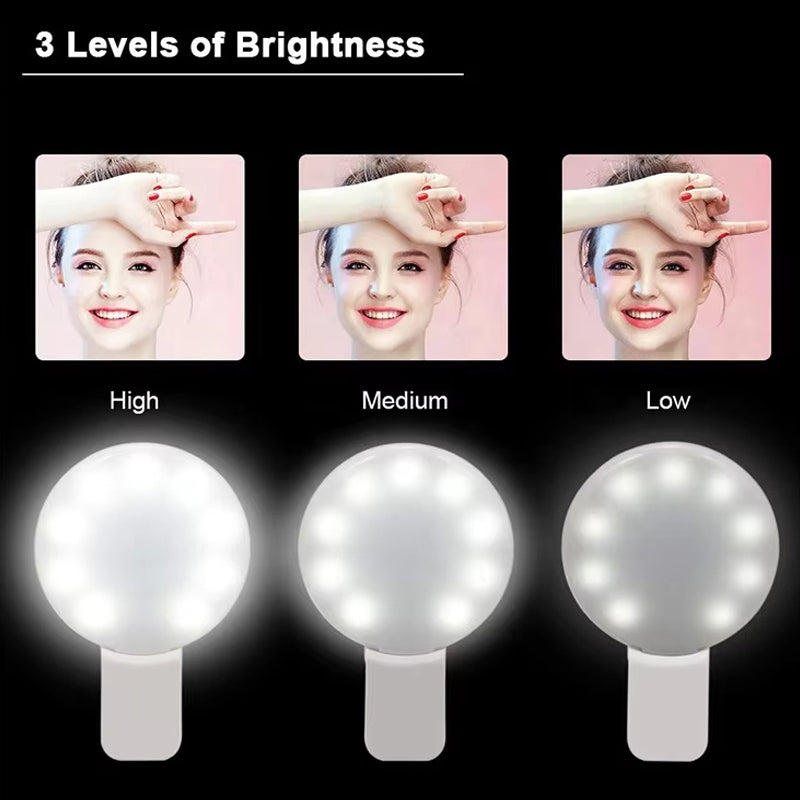 Clip-on selfie ring light, USB rechargeable, product photo 7