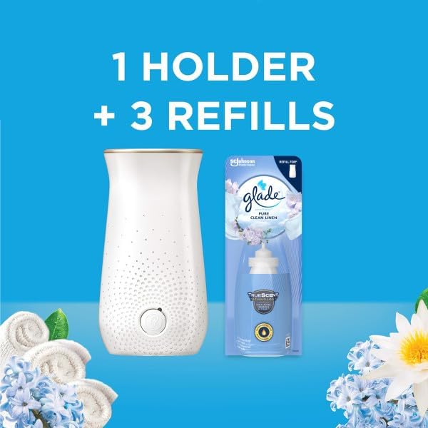 Glade Sense & Spray Clean Linen Air Freshener Holder and 3 Refills 3 x 18ml