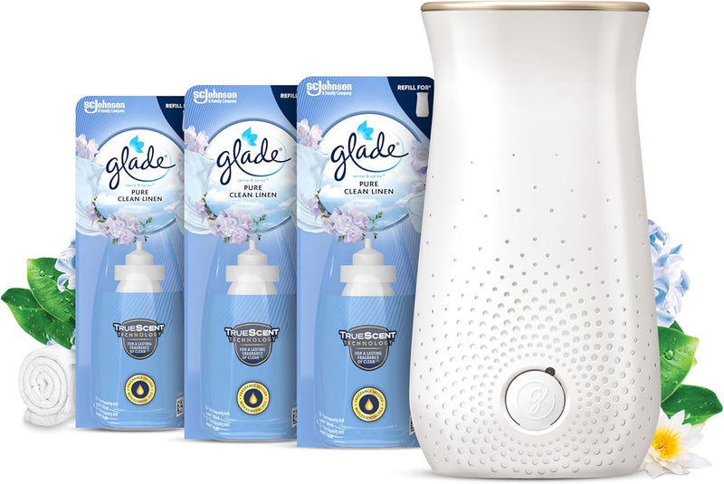 Glade Sense & Spray Clean Linen Air Freshener Holder and 3 Refills 3 x 18ml