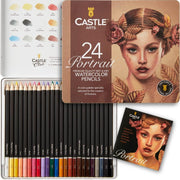 Castle Arts Portraits watercolour pencil set, 24 piece metal tin