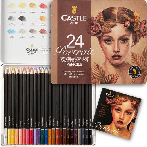 Castle Arts Portraits watercolour pencil set, 24 piece metal tin