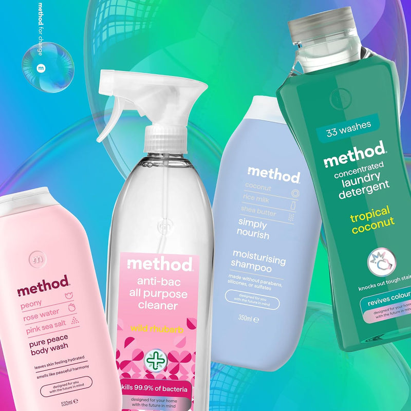 Method Peony Blush laundry detergent bottle with laundry