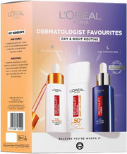 L'Oreal Paris Dermatologist Favourites gift box, back of pack with key ingredients