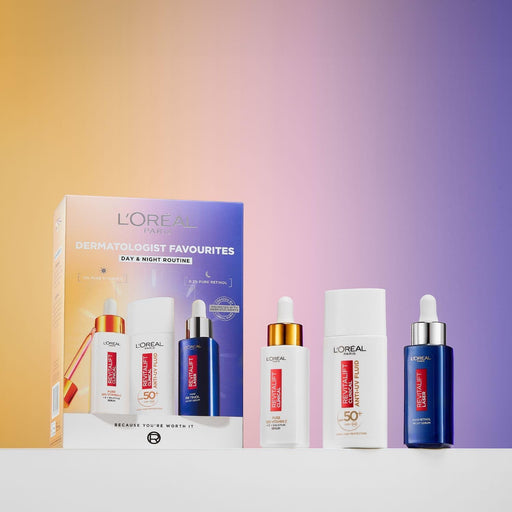 L'Oreal Paris Dermatologist Favourites gift box with all three products displayed