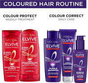 The L'Oreal Elvive Colour Protect coloured hair routine, from shampoo through to the purple reviving oil