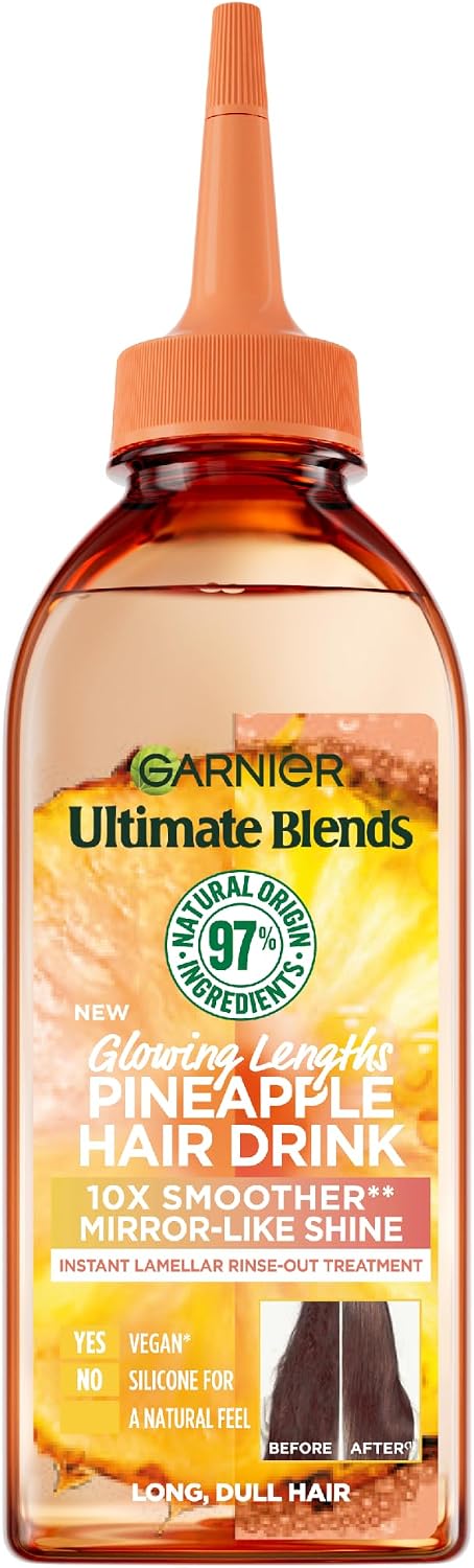 Garnier Ultimate Blends Glowing Lengths Pineapple Hair Drink 200ml bottle, front of pack