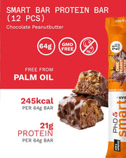 PhD Smart Bar nutrition: 245kcal and 21g protein per 64g bar, free from palm oil