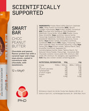 PhD Smart Bar Chocolate Peanut Butter ingredients and nutritional information panel