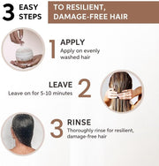 Three steps to use the Wella Fusion mask: apply, leave for 5 to 10 minutes, then rinse