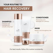 The Wella Fusion hair recovery routine: shampoo, conditioner and intense repair mask