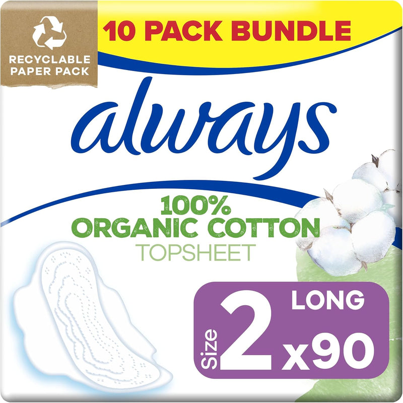 Always Cotton Protection Long Sanitary Pads with Wings 90 Pads (5 x 18)