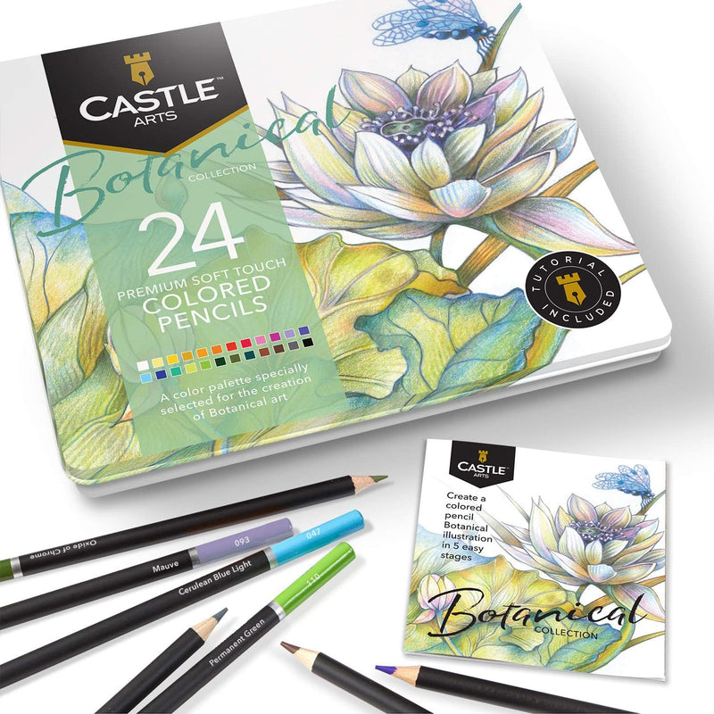 Castle Arts Botanical coloured pencil set 24 piece tin, product photo 3