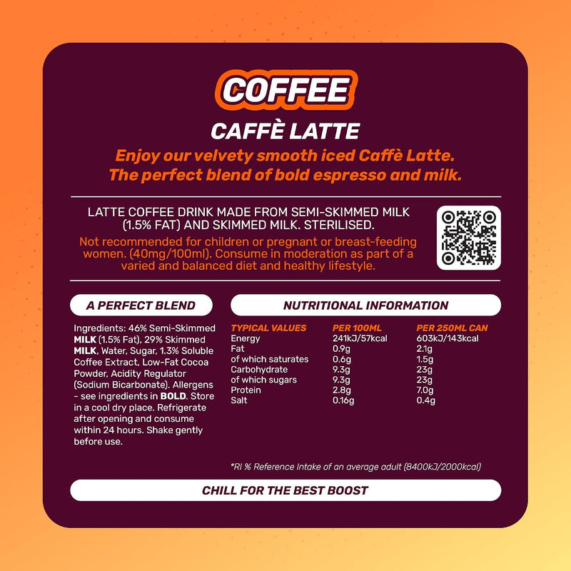 Boost Iced Coffee Caffe Latte 12 x 250ml