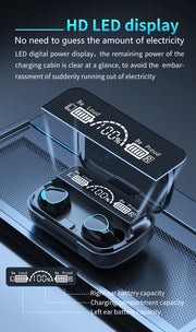 M10 Earphones – HD LED Display Showing Battery Levels for Case and Each Earbud
