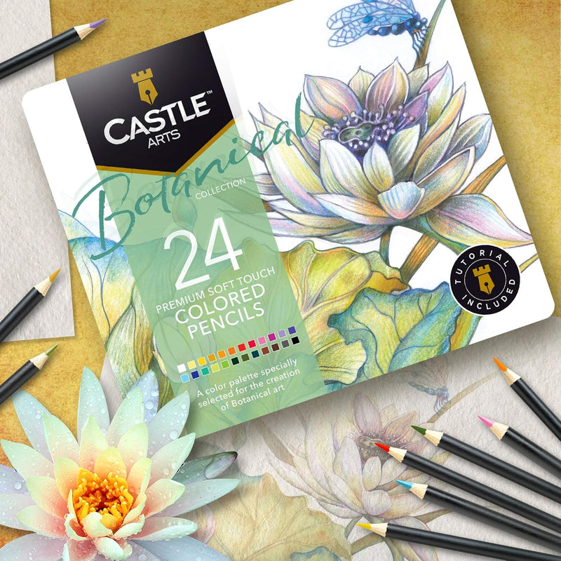Castle Arts Botanical coloured pencil set 24 piece tin, product photo 4