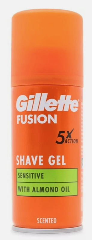 Gillette Fusion Sensitive shave gel with almond oil 75ml cans, 6 pack